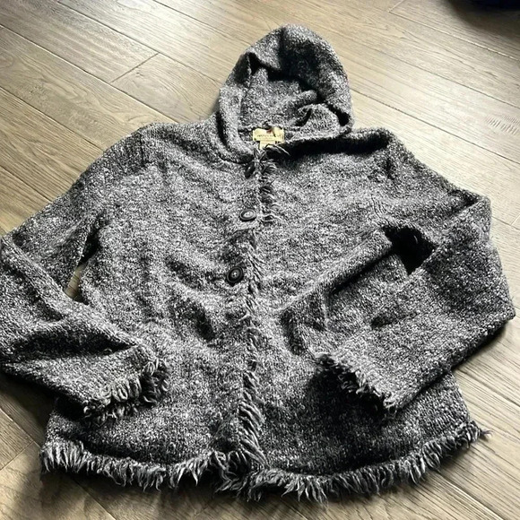 🔥woolrich🔥  | Grey knitted wool blend cardigan with hood Size Small - Picture 2 of 11